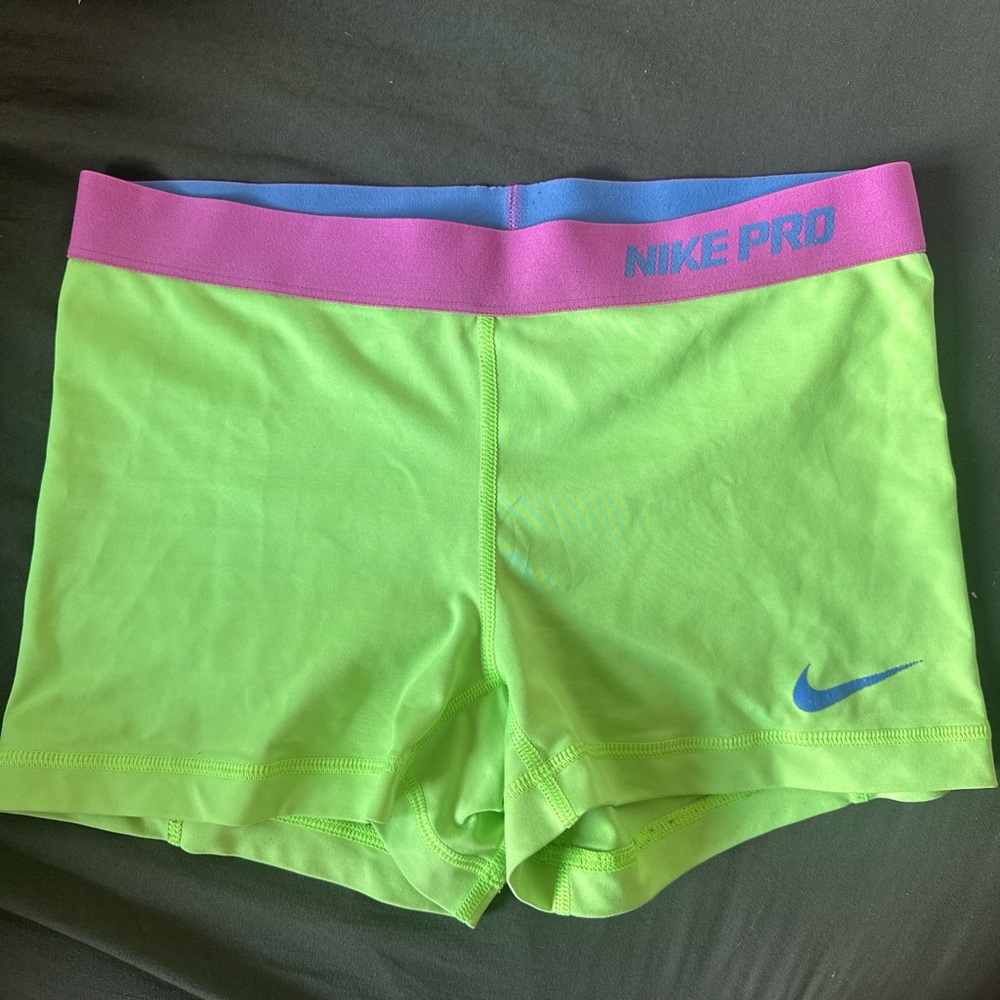 Nike Pro Lime Green and Pink Shorts